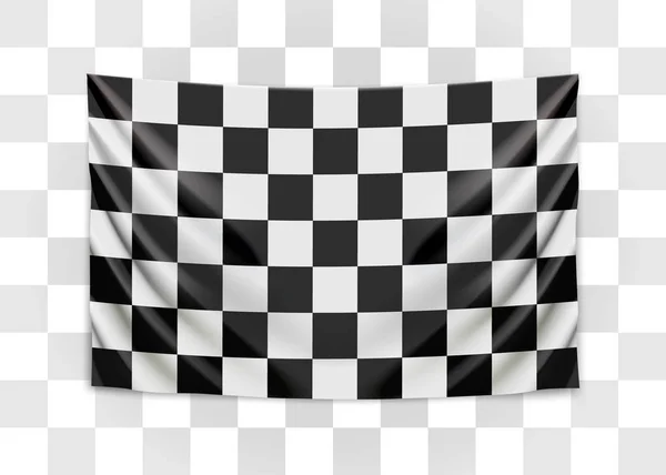 Appeso bandiera a scacchi. Concetto di bandiera gara o vincitore . — Vettoriale Stock