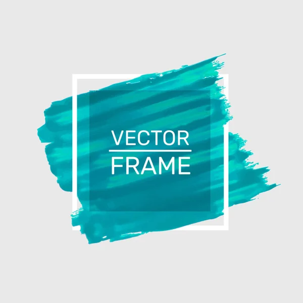 Draw paint Turquoise frame, art poster. Vector — Stock Vector