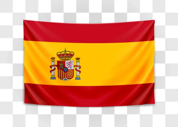 Bandeira pendurada de Espanha. Reino de Espanha. Conceito de bandeira nacional . —  Vetores de Stock