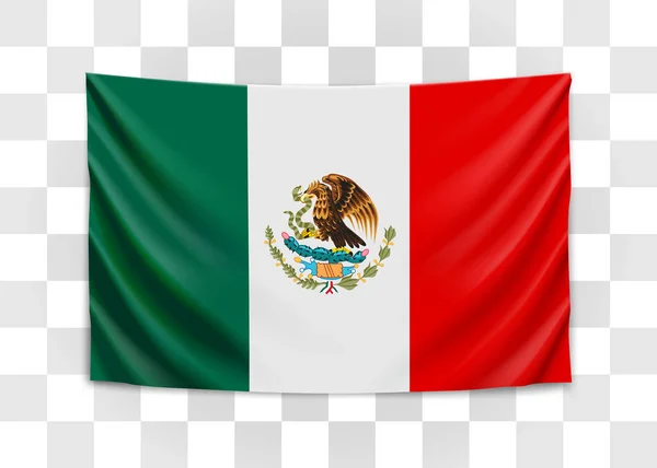 Hanging flag of Mexico. United Mexican States. National flag concept. — Stock Vector