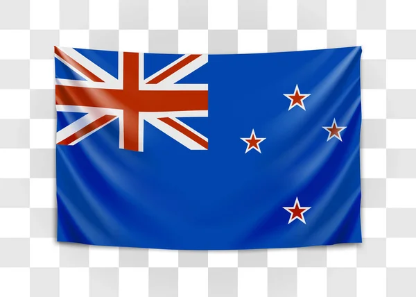 Hängande Nya Zeelands flagga. Nya Zeeland. Flagga-konceptet. — Stock vektor