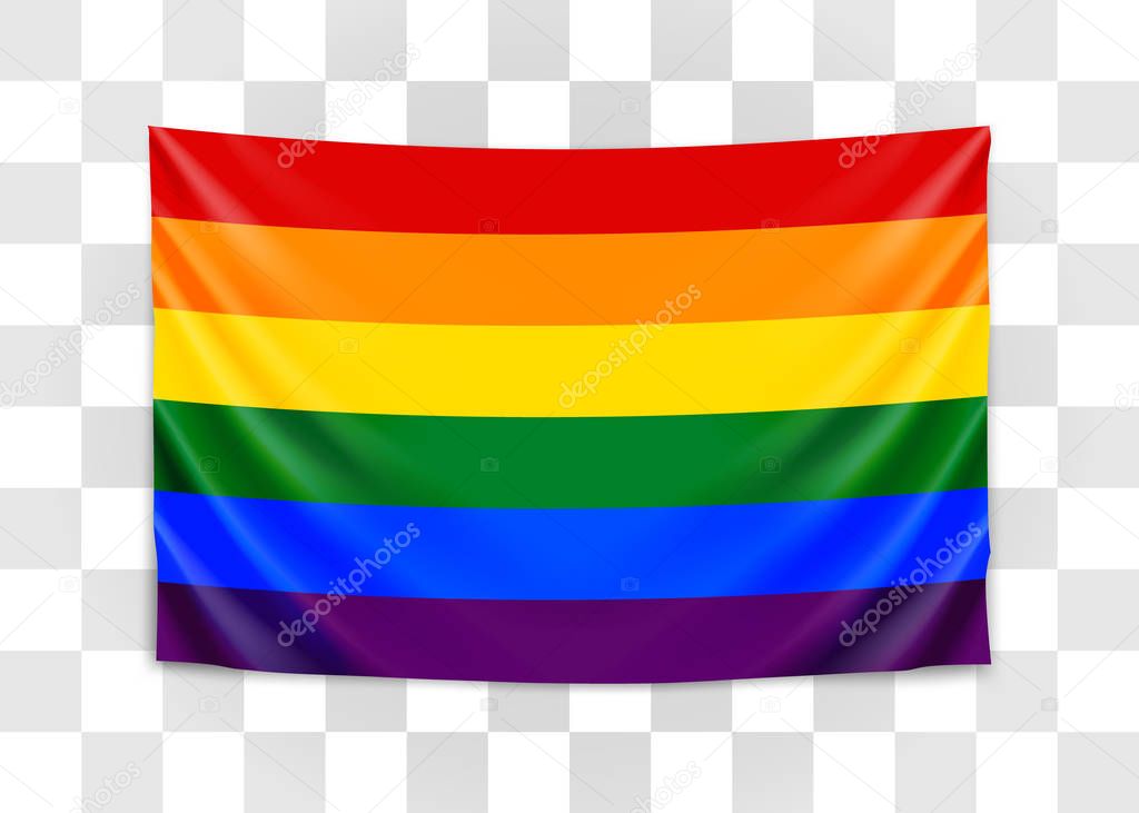 Hanging flag of lgbt. Tolerance concept. Vector