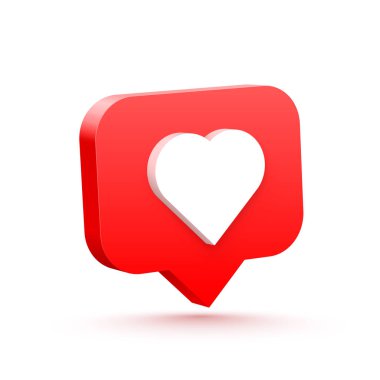 Sosyal ağ gibi 3d kalp. beyaz arka plan.