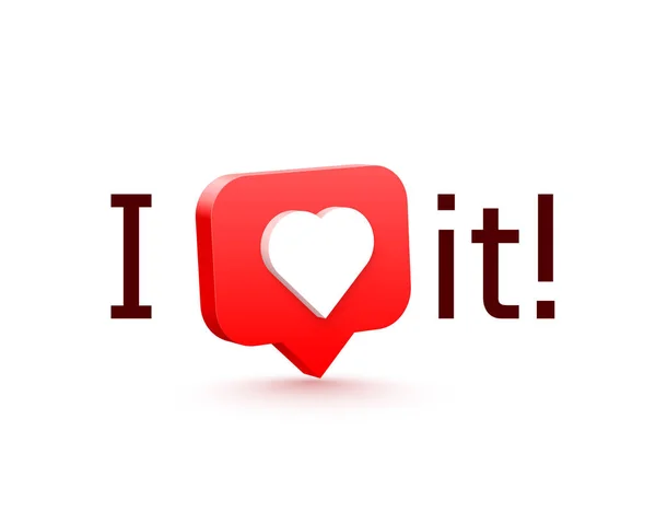 I like it. 3d heart like social network. white background. — Stock Vector