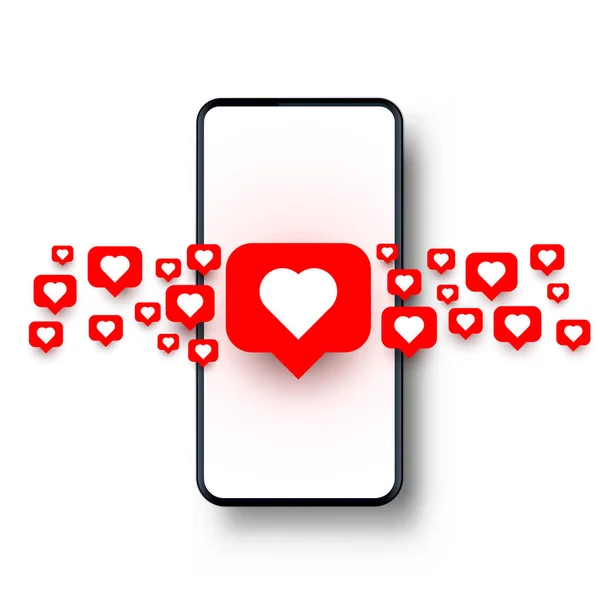 Телефонне серце, як соціальна мережа. білий фон . — стоковий вектор