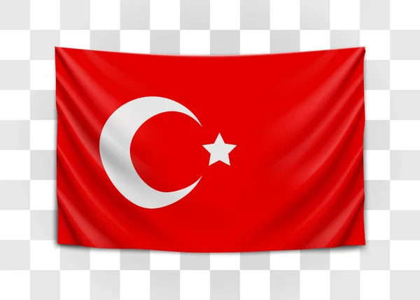 Bandeira pendurada da Turquia. República da Turquia. Conceito de bandeira nacional . — Vetor de Stock