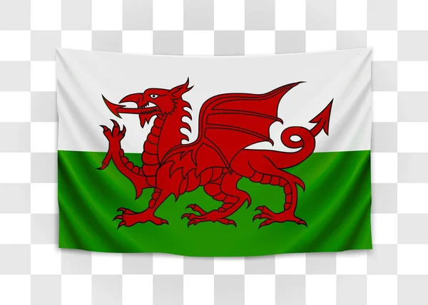 Opknoping vlag van Wales. Wales. Nationale vlag concept. — Stockvector