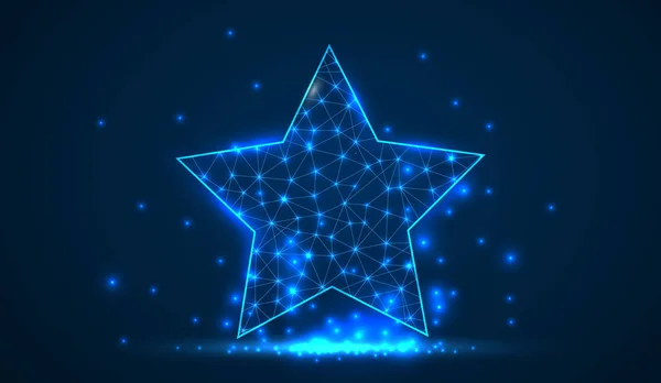 Stella luminosa poligonale astratta. Rete wireframe aziendale. Successo, stella cadente, migliore, concetto di Natale . — Vettoriale Stock