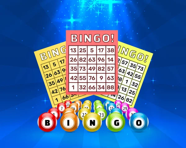 Lotterie-Bingo-Spiel, Kugeln mit Zahlen und — Stockvektor