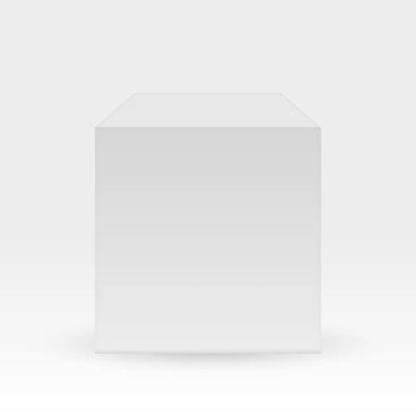 Beyaz arka planda yalıtılmış boş kutu. Beyaz küp.