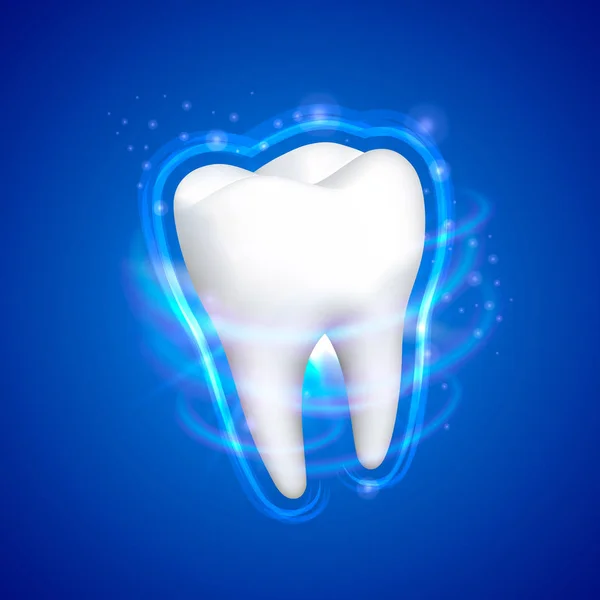 Dente em um fundo azul, elemento de design de modelo , — Vetor de Stock