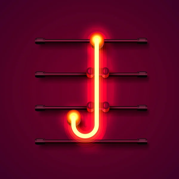 Neon font letter J, art design signboard.