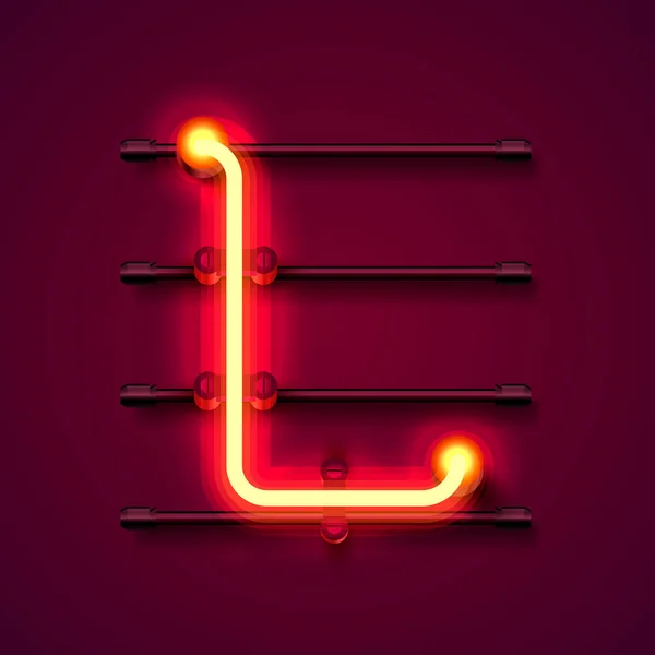 Neon betűjel L, művészeti design jelzőtábla. — Stock Vector