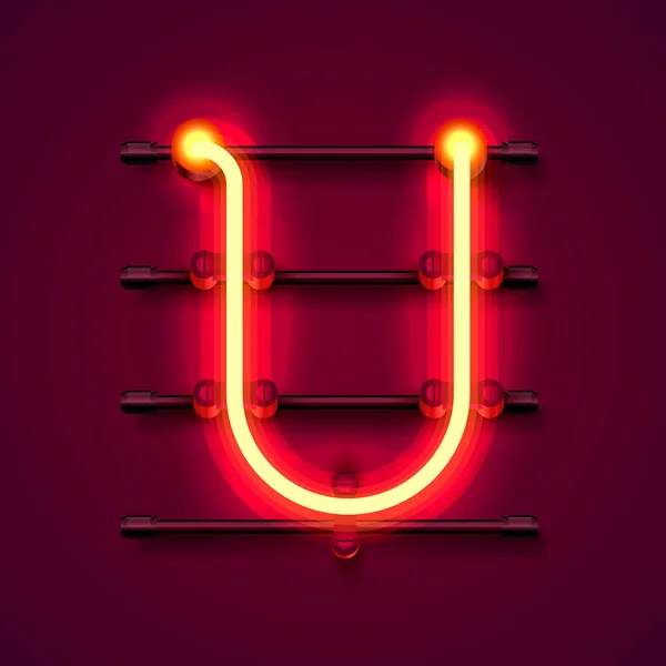 Neon font letter U, art design signboard.