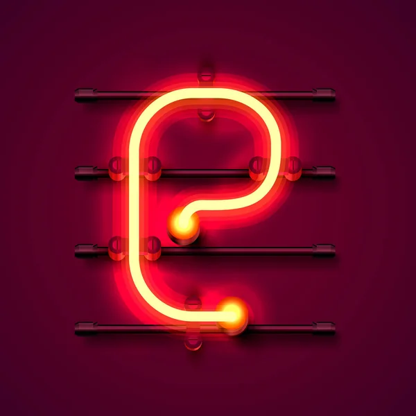 Neon lettertype letter e, Art Design uithangbord. — Stockvector