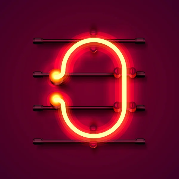 Neon Font Letter O, konst design skylt. — Stock vektor