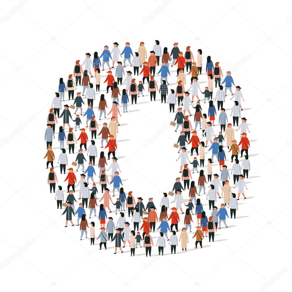Large group of people in number 0 zero form
