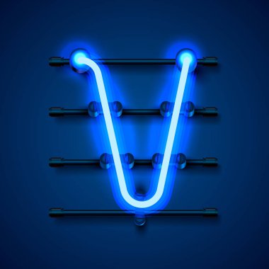 Neon font harfi V, sanat tasarım tabela.