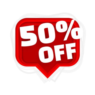 Banner 50 kapalı hisse indirim yüzdesi ile. Vektör