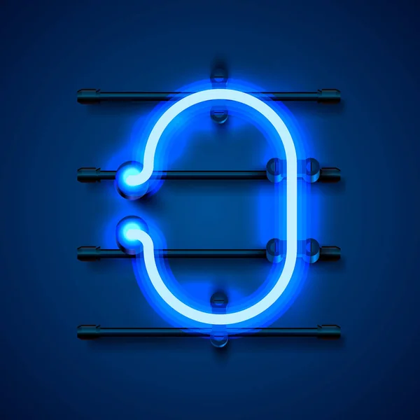 Neon font letter O, art design signboard. — Stock Vector