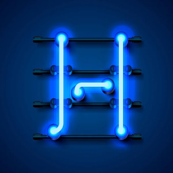 Neon lettertype letter h, Art Design uithangbord. — Stockvector