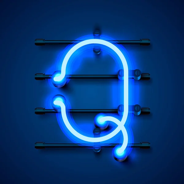 Neon font letter Q, art design signboard.