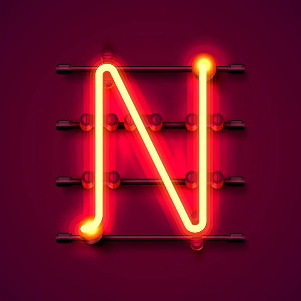 Γραμματοσειρά νέον γράμμα N, τέχνη Design πινακίδα. — Διανυσματικό Αρχείο