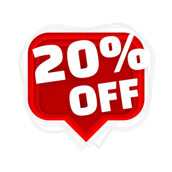 Banner 20 off with share discount percentage. Vector