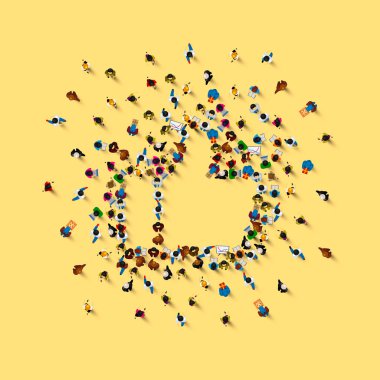 İnsanlar bir simge şeklinde öbek.