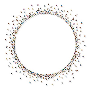 Daire şeklinde geniş bir grup insan..