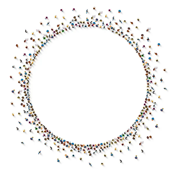Μεγάλη ομάδα ανθρώπων σε σχήμα κύκλου. — Διανυσματικό Αρχείο