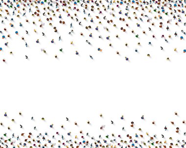 Beyaz arka planda bir kalabalık, İş kapağı. 