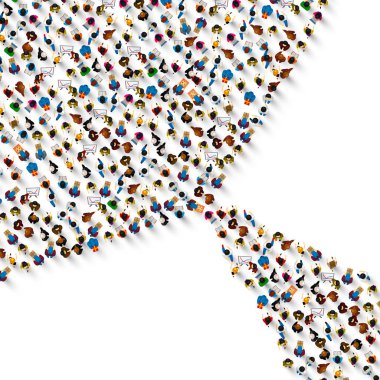 İnsanlar beyaz arka plan üzerinde grup düzenledi. Vektör