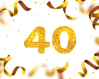 Yıldönümü Banner 40, Altın Kurdele Sinek. Vektör