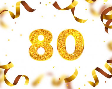 Yıldönümü Banner 80, Altın Kurdele Sinek. Vektör