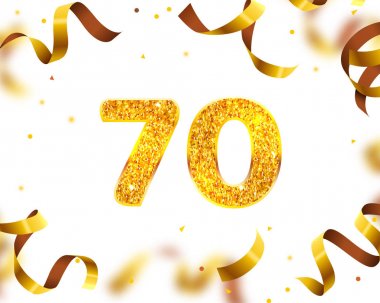 Yıldönümü Banner 70, Altın Kurdele Sinek. Vektör