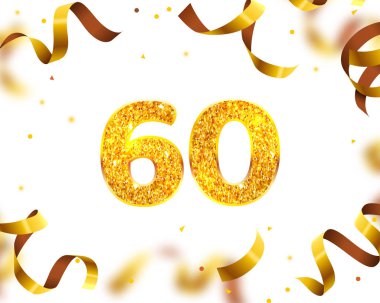 Yıldönümü Banner 60, Altın Kurdele Sinek. Vektör