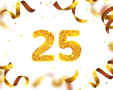 Yıldönümü Banner 25, Altın Kurdele Sinek. Vektör
