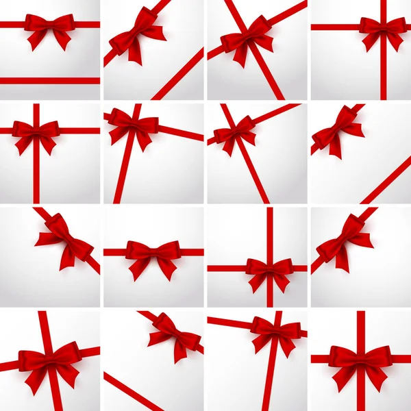 Geschenkband rote Schleife Kollektion Set, weißer Hintergrund. — Stockvektor