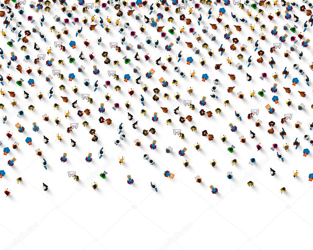 A crowd of people on a white background, Business cover