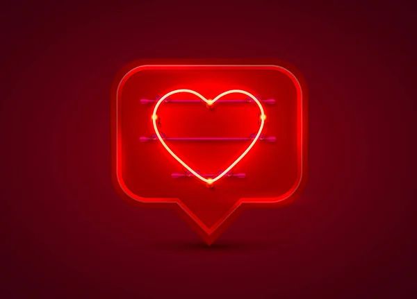 Neon frame chat sign in the shape of a heart. — Stock Vector