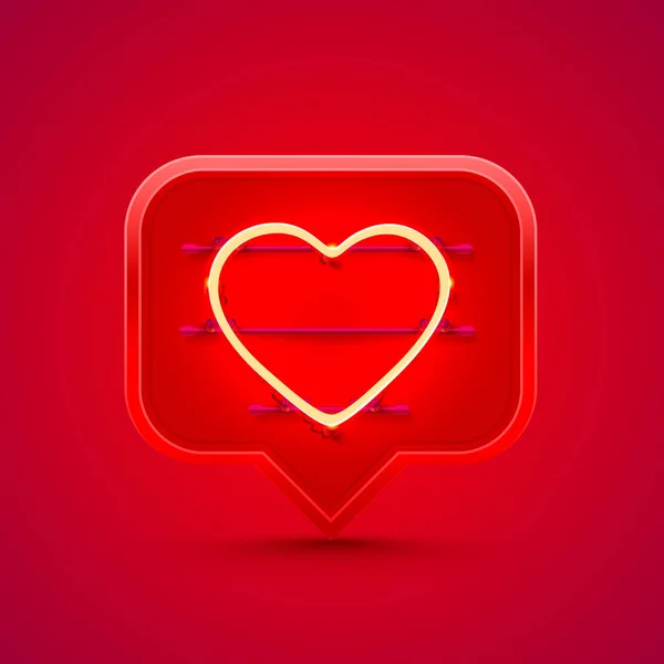 Neon frame chat sign in the shape of a heart. — Stock Vector