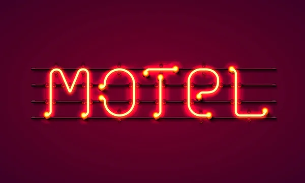 Značení v motelu. Neon nápis motel. — Stockový vektor