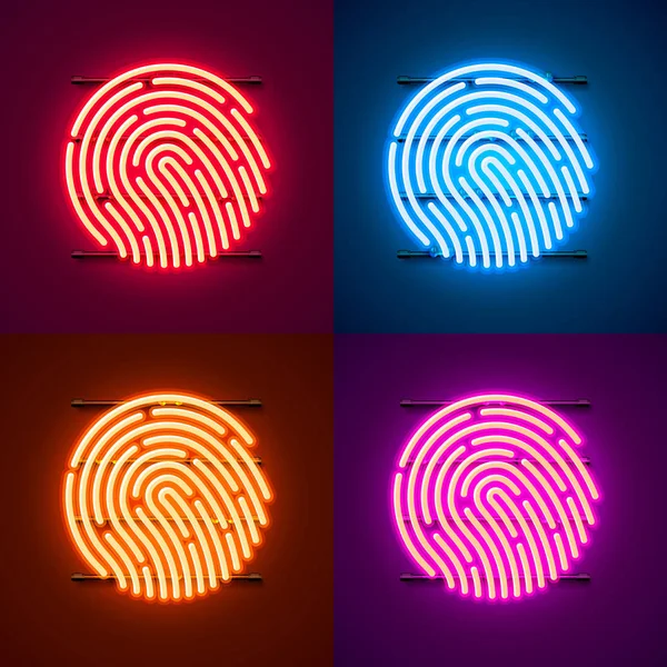 Neon Passwort berühren ID Telefonzeichen Farbe eingestellt. — Stockvektor