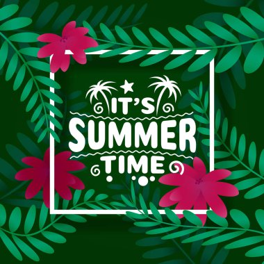 Yaz saati, tatil kapağı afiş tasarımı, gökyüzü arka plan elemanları.