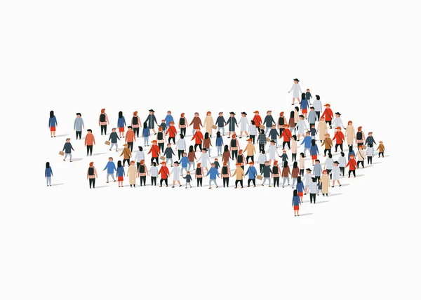 Large group of people in an arrow shape. — Stock Vector