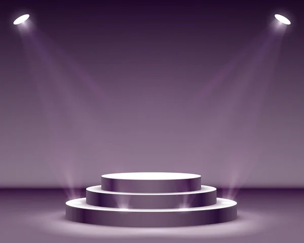 Podium scène avec éclairage, scène de podium scène avec pour la cérémonie de remise des prix sur fond noir . — Image vectorielle