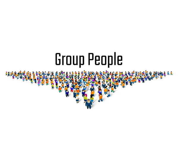 Large group of people in the shape of a grossing arrow, Way to success bussiness concept. — Stock Vector