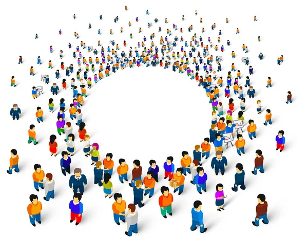 Grote groep mensen in de vorm van een cirkel. — Stockvector