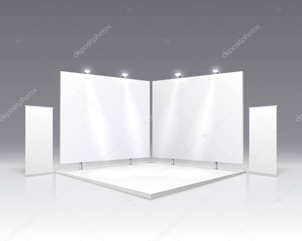 Scene show Podium for presentations on the gray background.